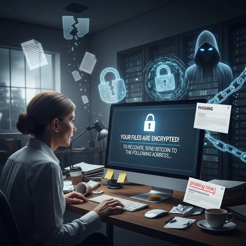 Business owner concerned about ransomware and phishing attacks