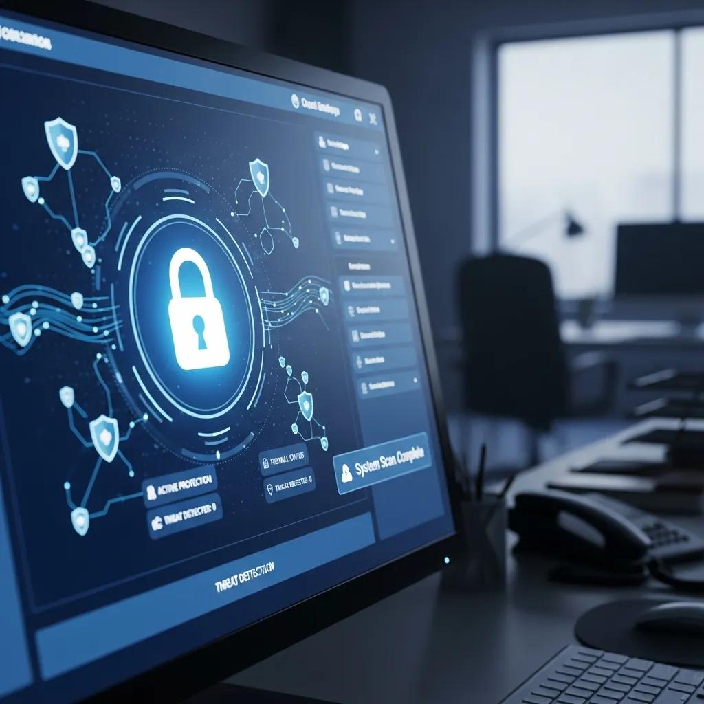 Cybersecurity software interface highlighting HIPAA compliance for small businesses